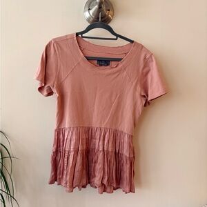 Anthropologie Dusty Rose Short Sleeve Top Size Small